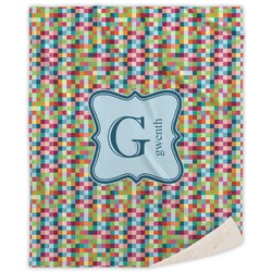 Retro Pixel Squares Sherpa Throw Blanket (Personalized)