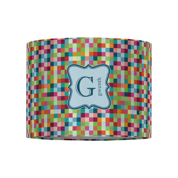 Retro Pixel Squares 8" Drum Lampshade - FRONT (Fabric)