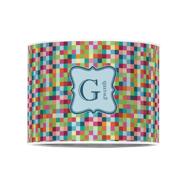Retro Pixel Squares 8" Drum Lampshade - FRONT (Poly Film)