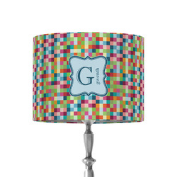 Retro Pixel Squares 8" Drum Lamp Shade - Fabric (Personalized)