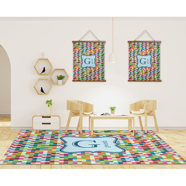 Retro Pixel Squares 8'x10' Indoor Area Rugs - IN CONTEXT