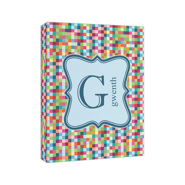 Retro Pixel Squares 8x10 - Canvas Print - Angled View