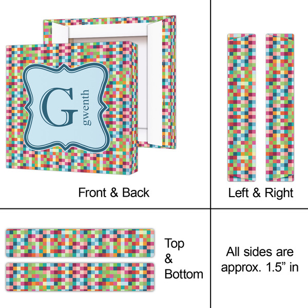 Retro Pixel Squares 8x8 - Canvas Print - Approval