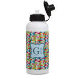 Retro Pixel Squares Water Bottles - Aluminum - 20 oz - White (Personalized)