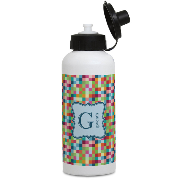 Custom Retro Pixel Squares Water Bottles - Aluminum - 20 oz - White (Personalized)
