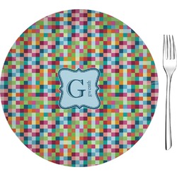 Retro Pixel Squares 8" Glass Appetizer / Dessert Plates - Single or Set (Personalized)