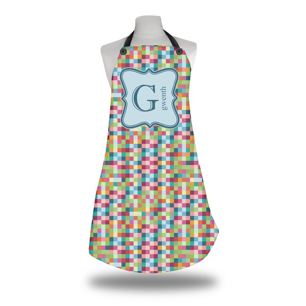 Custom Retro Pixel Squares Apron w/ Name and Initial