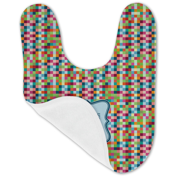 Retro Pixel Squares Baby Bib - AFT folded