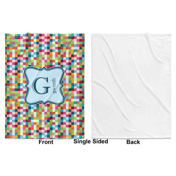 Retro Pixel Squares Baby Blanket (Single Side - Printed Front, White Back)