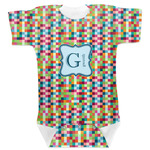 Retro Pixel Squares Baby Bodysuit 0-3 w/ Name and Initial