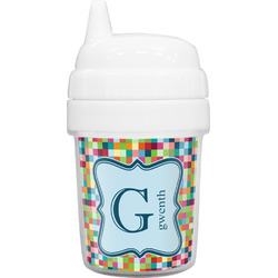 Retro Pixel Squares Baby Sippy Cup (Personalized)