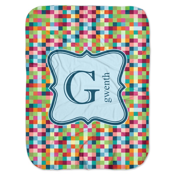 Custom Retro Pixel Squares Baby Swaddling Blanket (Personalized)