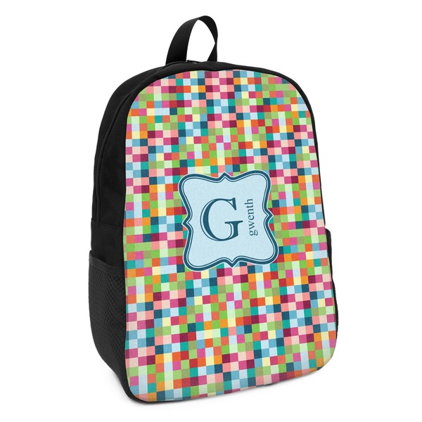 Custom Retro Pixel Squares Kids Backpack (Personalized)