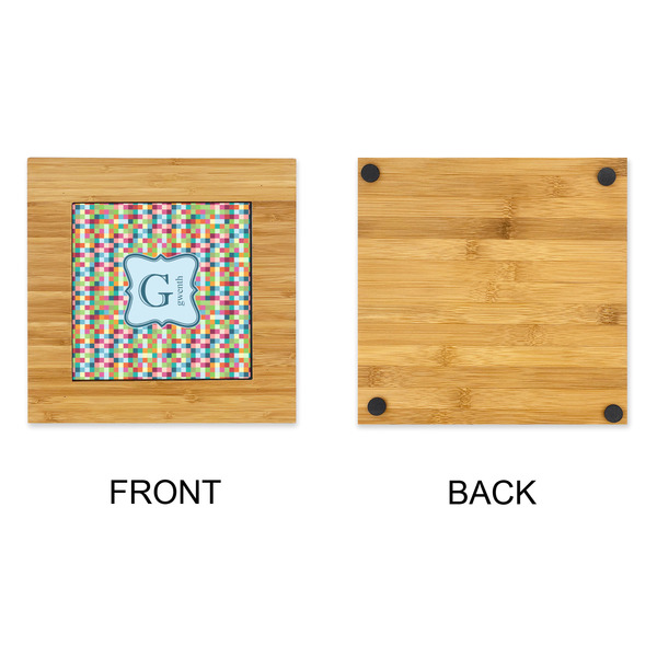 Retro Pixel Squares Bamboo Trivet with 6" Tile - APPROVAL