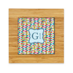 Retro Pixel Squares Bamboo Trivet with Ceramic Tile Insert (Personalized)