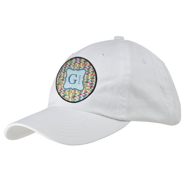Custom Retro Pixel Squares Baseball Cap - White (Personalized)