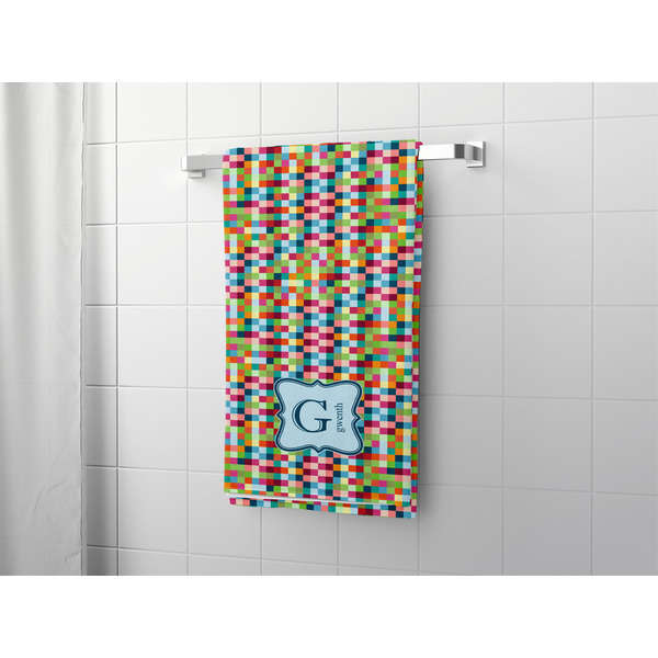 Retro Pixel Squares Bath Towel - LIFESTYLE
