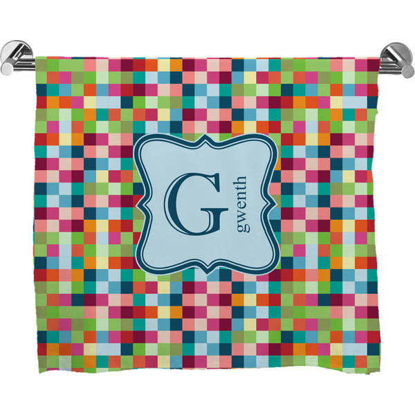Custom Retro Pixel Squares Bath Towel (Personalized)