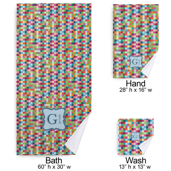 Retro Pixel Squares Bath Towel Sets - 3-piece - Approval