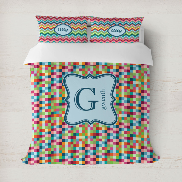 Custom Retro Pixel Squares Duvet Cover (Personalized)