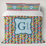 Retro Pixel Squares Duvet Cover Set - King (Personalized)