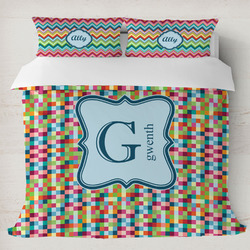 Retro Pixel Squares Duvet Cover Set - King (Personalized)