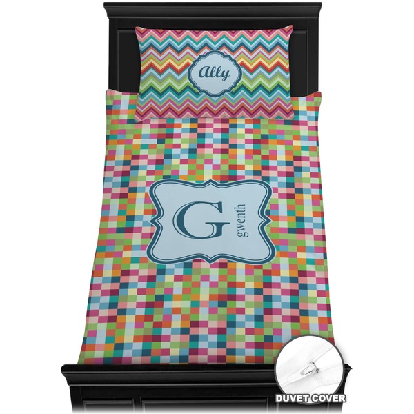 Retro Pixel Squares Bedding Set (Twin) - Duvet