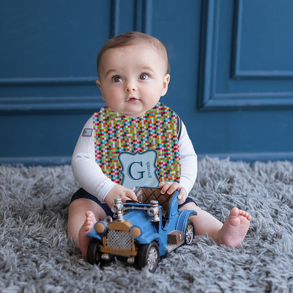 Retro Pixel Squares Bib Lifestyle Boy