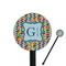 Retro Pixel Squares 5.5" Round Plastic Stir Sticks - Black - Single Sided (Personalized)