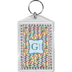 Retro Pixel Squares Bling Keychain (Personalized)