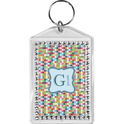 Retro Pixel Squares Bling Keychain (Personalized)