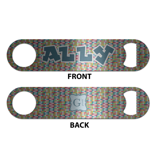 Retro Pixel Squares Bottle Opener - Front & Back