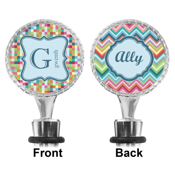 Retro Pixel Squares Bottle Stopper - Front and Back