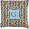 Retro Pixel Squares Faux-Linen Throw Pillow 18" (Personalized)