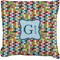 Retro Pixel Squares Faux-Linen Throw Pillow 20" (Personalized)