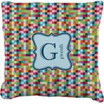 Retro Pixel Squares Faux-Linen Throw Pillow 26" (Personalized)