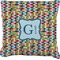 Retro Pixel Squares Faux-Linen Throw Pillow 26" (Personalized)