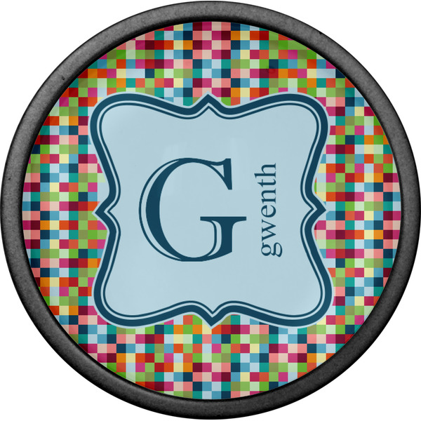 Retro Pixel Squares Cabinet Knob - Black - Front