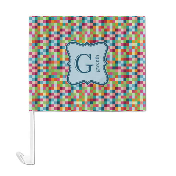 Retro Pixel Squares Car Flag - Large - FRONT