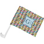 Retro Pixel Squares Car Flag - Small w/ Name and Initial