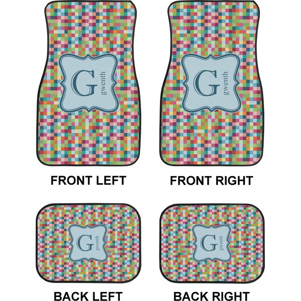 Retro Pixel Squares Car Floor Mats Set (2F + 2B)