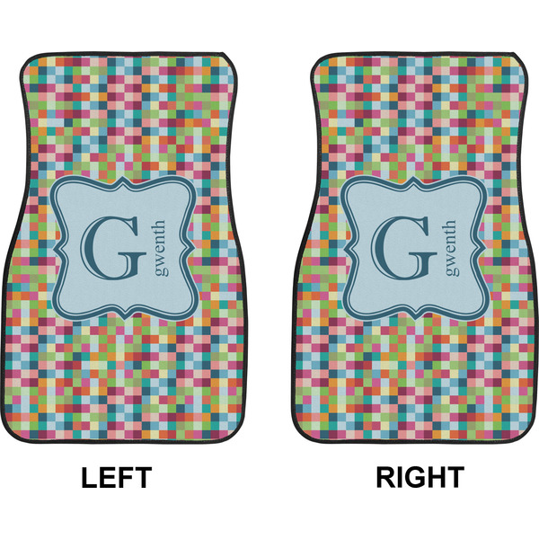 Retro Pixel Squares Car Mat Front - Approval