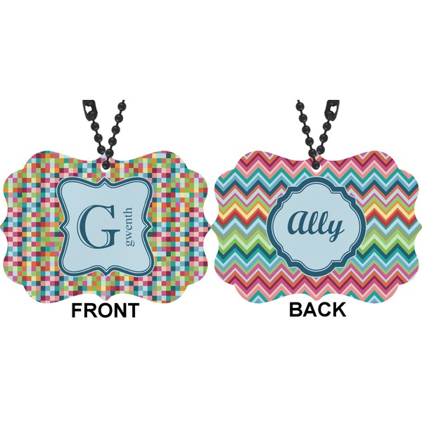 Retro Pixel Squares Car Ornament (Approval)