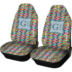 Retro Pixel Squares Car Seat Covers (Set of Two) (Personalized)