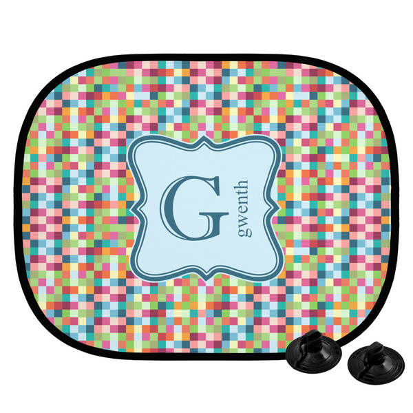 Custom Retro Pixel Squares Car Side Window Sun Shade (Personalized)