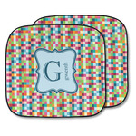 Retro Pixel Squares Car Sun Shade - Two Piece (Personalized)
