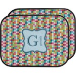 Retro Pixel Squares Car Floor Mats (Back Seat) (Personalized)