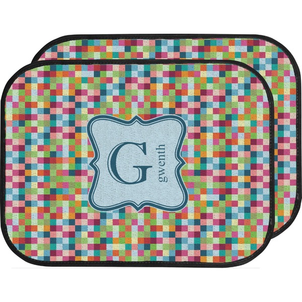 Retro Pixel Squares Custom Car Floor Mats Set (2Front & 2Back)