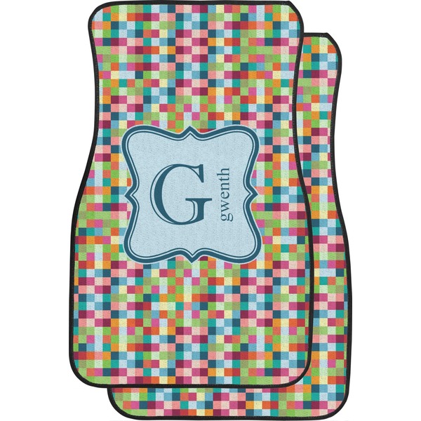 Retro Pixel Squares Custom Car Floor Mats Set (2Front & 2Back)