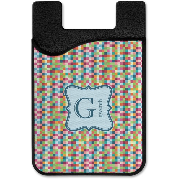 Retro Pixel Squares Cell Phone Credit Card Holder